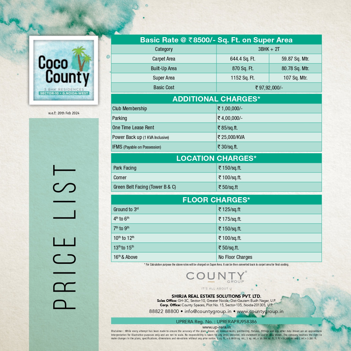 Coco County Price List